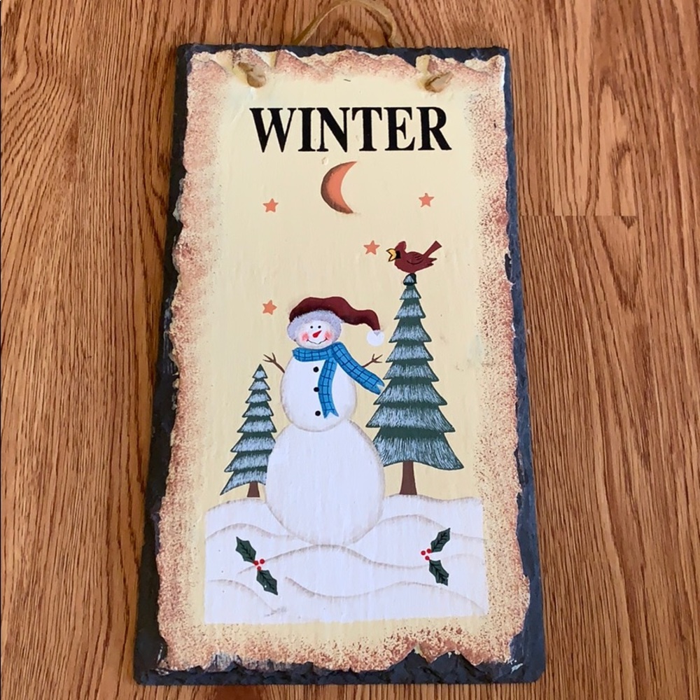WINTER Slate Wall Hanging / Art (NWOT) - Picture 1 of 11